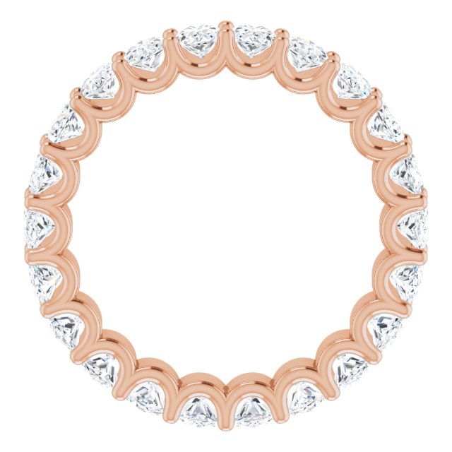 14K Gold Oval Natural Diamond Shared U-Prong Eternity Band – 5x3 mm Stones - Rose Gold - view 2