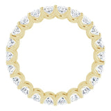 14K Gold Oval Natural Diamond Shared U-Prong Eternity Band – 5x3 mm Stones - Yellow Gold - view 2