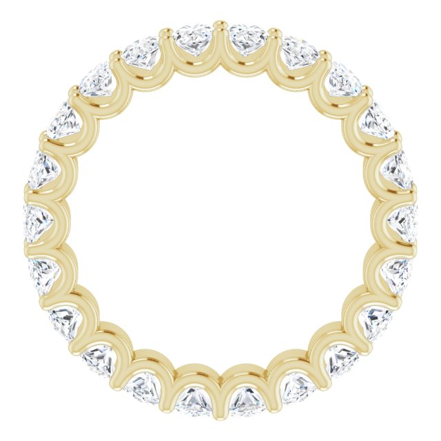 14K Gold Oval Natural Diamond Shared U-Prong Eternity Band – 5x3 mm Stones - Yellow Gold - view 2