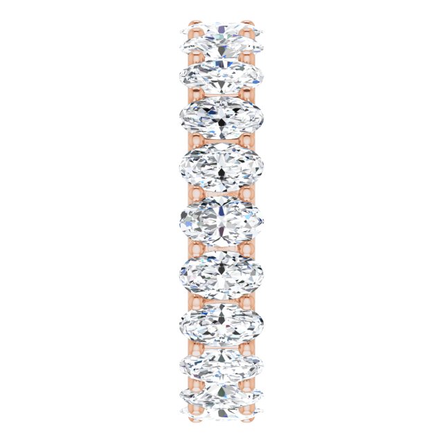 14K Gold Oval Natural Diamond Shared U-Prong Eternity Band – 5x3 mm Stones - Rose Gold - view 4