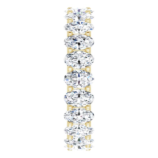 14K Gold Oval Natural Diamond Shared U-Prong Eternity Band – 5x3 mm Stones - Yellow Gold - view 4