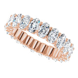 14K Gold Oval Natural Diamond Shared U-Prong Eternity Band – 5x3 mm Stones - Rose Gold - view 5
