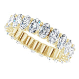 14K Gold Oval Natural Diamond Shared U-Prong Eternity Band – 5x3 mm Stones - Yellow Gold - view 5