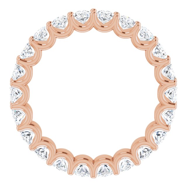 14K Gold Oval Natural Diamond Shared U-Prong Eternity Band – 5x3 mm Stones - Rose Gold - view 2