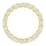 14K Gold Oval Natural Diamond Shared U-Prong Eternity Band – 5x3 mm Stones - Yellow Gold - view 2