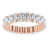 14K Gold Oval Natural Diamond Shared U-Prong Eternity Band – 5x3 mm Stones - Rose Gold - view 3