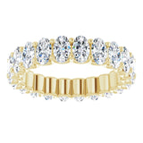 14K Gold Oval Natural Diamond Shared U-Prong Eternity Band – 5x3 mm Stones - Yellow Gold - view 3