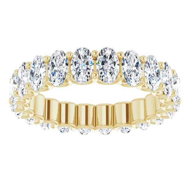 14K Gold Oval Lab-Grown Diamond Shared U-Prong Eternity Band – 5x3 mm Stones - Yellow Gold - view 3