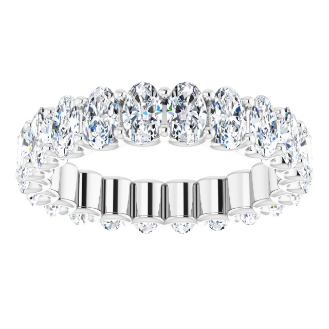 Platinum Oval Lab-Grown Diamond Shared U-Prong Eternity Band – 5x3 mm Stones - view 3