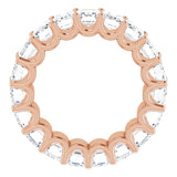 14K Gold Emerald Natural Diamond Shared U-Prong Eternity Band – 6x4 mm Stones - Rose Gold - view 2