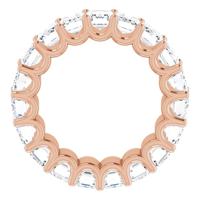 14K Gold Emerald Lab-Grown Diamond Shared U-Prong Eternity Band – 6x4 mm Stones - Rose Gold - view 2