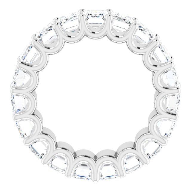 Platinum Emerald Lab-Grown Diamond Shared U-Prong Eternity Band – 6x4 mm Stones - view 2