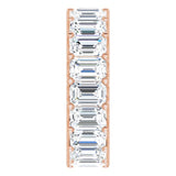 14K Gold Emerald Natural Diamond Shared U-Prong Eternity Band – 6x4 mm Stones - Rose Gold - view 4