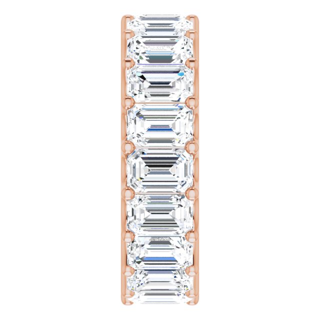 14K Gold Emerald Lab-Grown Diamond Shared U-Prong Eternity Band – 6x4 mm Stones - Rose Gold - view 4