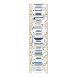 14K Gold Emerald Natural Diamond Shared U-Prong Eternity Band – 6x4 mm Stones - Yellow Gold - view 4