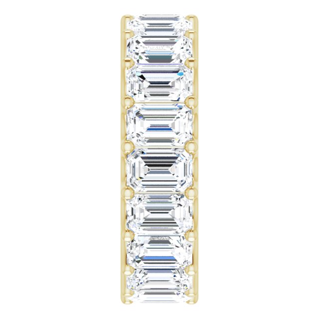 14K Gold Emerald Lab-Grown Diamond Shared U-Prong Eternity Band – 6x4 mm Stones - Yellow Gold - view 4