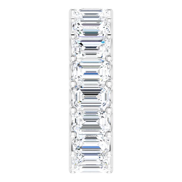 Platinum Emerald Lab-Grown Diamond Shared U-Prong Eternity Band – 6x4 mm Stones - view 4