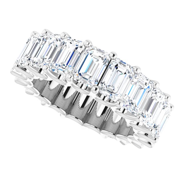 Platinum Emerald Lab-Grown Diamond Shared U-Prong Eternity Band – 6x4 mm Stones - view 5