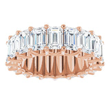 14K Gold Emerald Lab-Grown Diamond Shared U-Prong Eternity Band – 6x4 mm Stones - Rose Gold - view 3