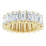 14K Gold Emerald Lab-Grown Diamond Shared U-Prong Eternity Band – 6x4 mm Stones - Yellow Gold - view 3