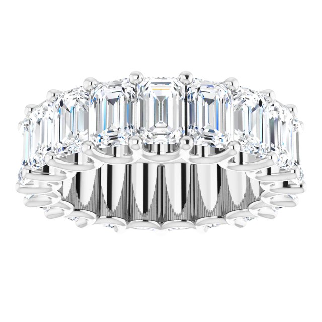 Platinum Emerald Natural Diamond Shared U-Prong Eternity Band – 6x4 mm Stones - view 3