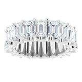 Platinum Emerald Lab-Grown Diamond Shared U-Prong Eternity Band – 6x4 mm Stones - view 3