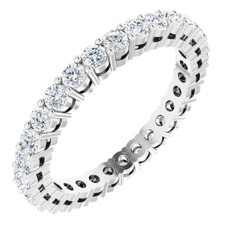 Platinum Round Lab-Grown Diamond Shared-Prong Eternity Band – 2 mm Stones (7/8–1 CTW)