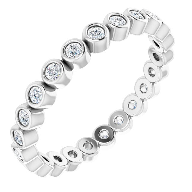 Platinum Round Natural Diamond Eternity Band – 1.5 mm Stones