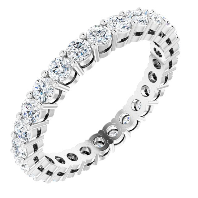 14K Gold Round Lab-Grown Diamond Shared-Prong Eternity Band – 2.5 mm Stones (1 3/8–1 1/2 CTW) - White Gold
