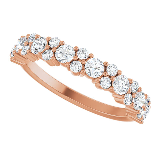 14K Gold Round Natural Diamond Anniversary Band – 9/10 CTW - Rose Gold - view 5