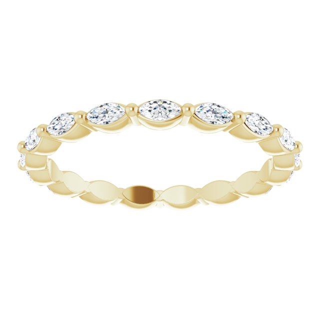 14K Gold Marquise Natural Diamond Eternity Band – 3.5x2 mm Stones - Yellow Gold - view 3