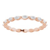 14K Gold Marquise Natural Diamond Eternity Band – 3.5x2 mm Stones - Rose Gold - view 3
