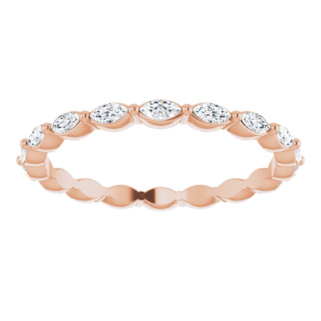 14K Gold Marquise Natural Diamond Eternity Band – 3.5x2 mm Stones - Rose Gold - view 3