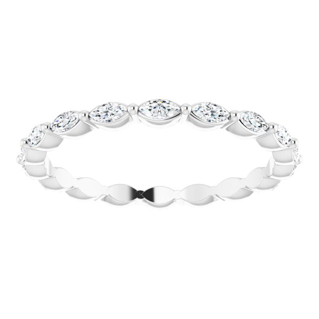 Platinum Marquise Natural Diamond Eternity Band – 3.5x2 mm Stones - view 3