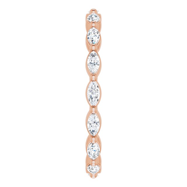 14K Gold Marquise Natural Diamond Eternity Band – 3.5x2 mm Stones - Rose Gold - view 4