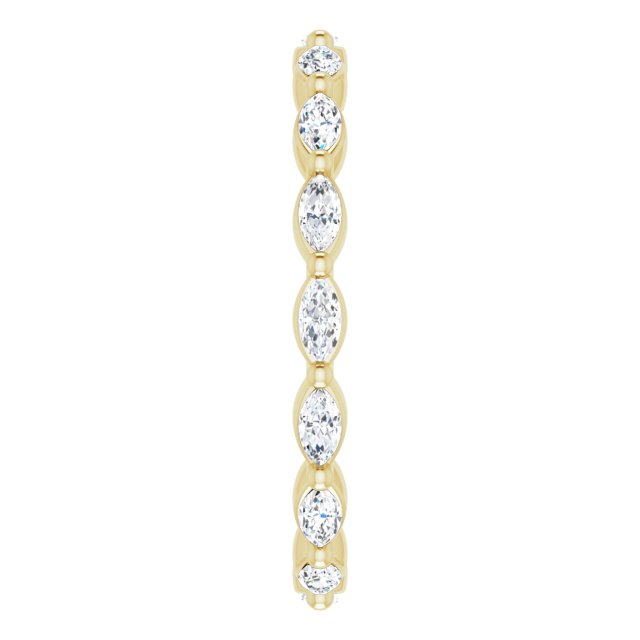 14K Gold Marquise Natural Diamond Eternity Band – 3x1.5 mm Stones - Yellow Gold - view 4