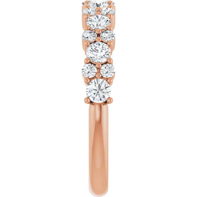 14K Gold Round Natural Diamond Anniversary Band – 9/10 CTW - Rose Gold - view 4