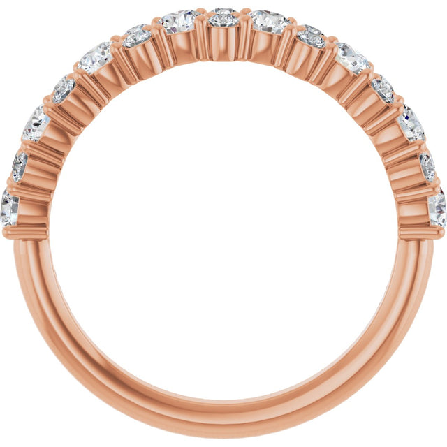 14K Gold Round Natural Diamond Anniversary Band – 9/10 CTW - Rose Gold - view 2
