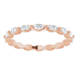 14K Gold Marquise Natural Diamond Eternity Band – 3.5x2 mm Stones - Rose Gold - view 3