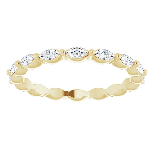 14K Gold Marquise Natural Diamond Eternity Band – 3x1.5 mm Stones - Yellow Gold - view 3