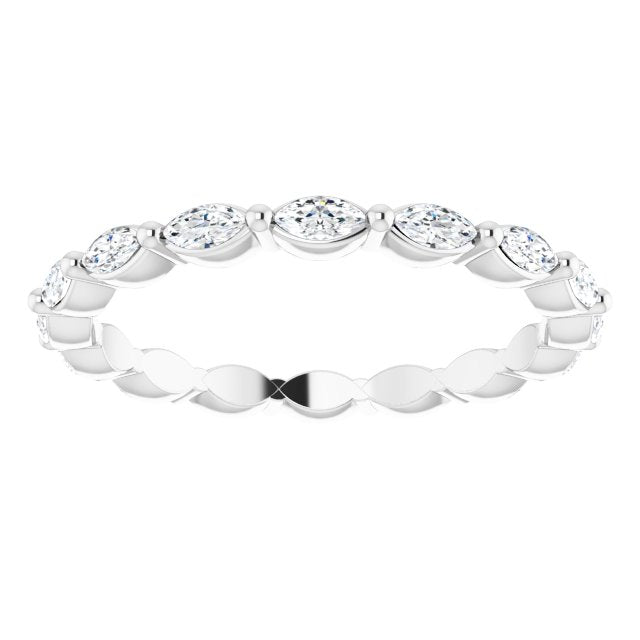 Platinum Marquise Natural Diamond Eternity Band – 3x1.5 mm Stones - view 3