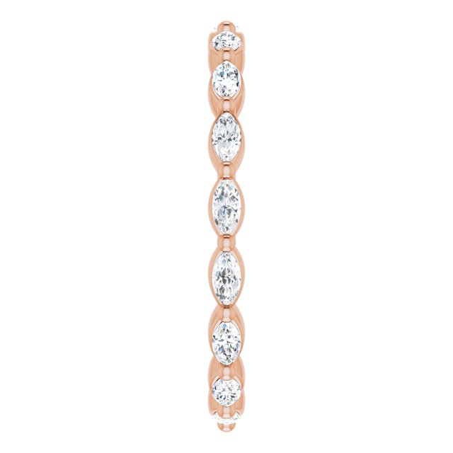 14K Gold Marquise Natural Diamond Eternity Band – 3.5x2 mm Stones - Rose Gold - view 4