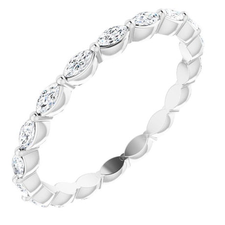 14K Gold Marquise Natural Diamond Eternity Band – 3.5x2 mm Stones - White Gold