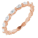 14K Gold Marquise Natural Diamond Eternity Band – 3x1.5 mm Stones - Rose Gold