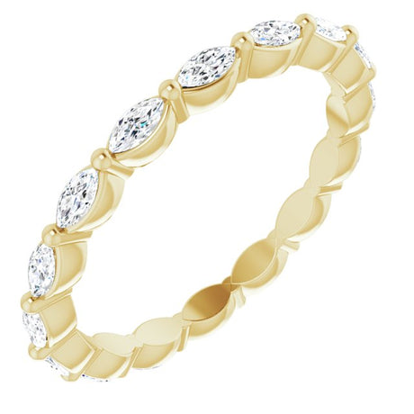 14K Gold Marquise Natural Diamond Eternity Band – 3x1.5 mm Stones - Yellow Gold