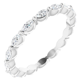 Platinum Marquise Natural Diamond Eternity Band – 3x1.5 mm Stones