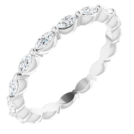 Platinum Marquise Natural Diamond Eternity Band – 3x1.5 mm Stones