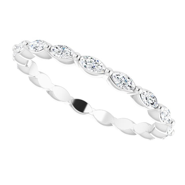 Platinum Marquise Natural Diamond Eternity Band – 3.5x2 mm Stones - view 5