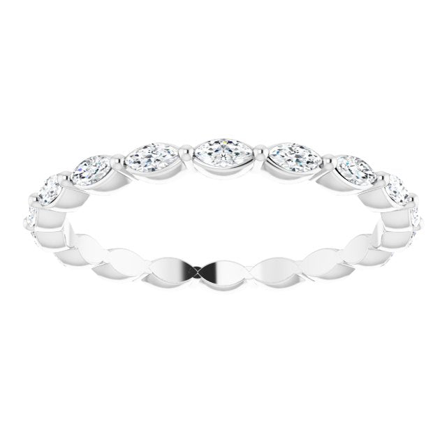 Platinum Marquise Natural Diamond Eternity Band – 3.5x2 mm Stones - view 3