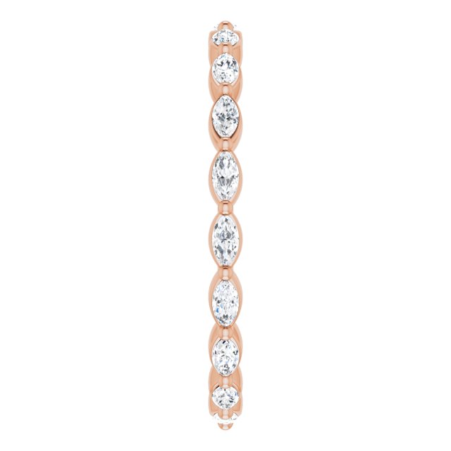 14K Gold Marquise Natural Diamond Eternity Band – 3.5x2 mm Stones - Rose Gold - view 4